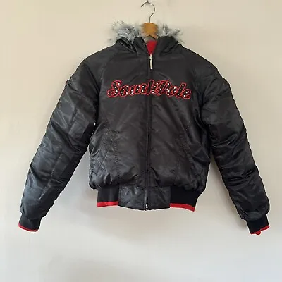 Buy Vintage SOUTHPOLE Reversible Bomber Hooded Puffer Jacket South Pole Y2K Fur RARE • 136.08£