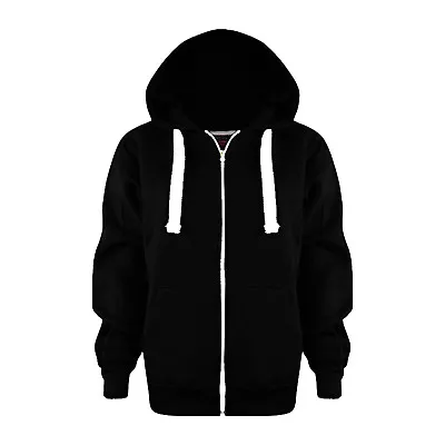 Buy Ladies Plain Zip Up Hoodie Sweatshirt Women Fleece Jacket Hooded Top UK S To 8XL • 11.99£