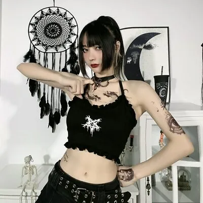 Buy New Punk Gothic Aesthetic Grunge Tank Mall Goth Women Alt Clothes Emo Ruffles • 16.79£