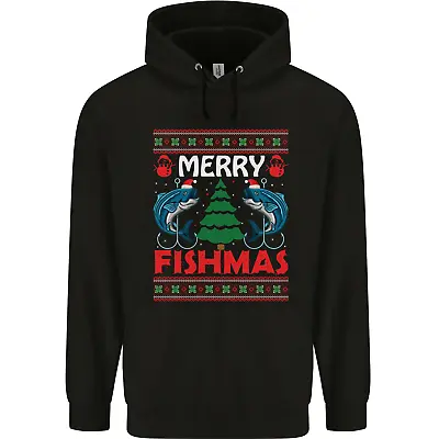 Buy Merry Fishmas Funny Christmas Fishing Mens 80% Cotton Hoodie • 19.99£