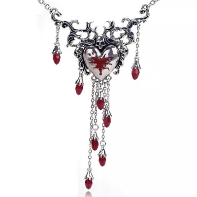 Buy Stunning Gothic Vampire Heart Necklace Red Teardrop Halloween Jewellery Gift • 11.49£
