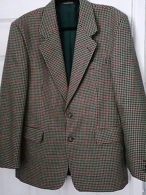Buy VINTAGE C&A Mens 38 Chest Medium  Red/green Check Wool Blend Lined Jacket Blazer • 10.99£
