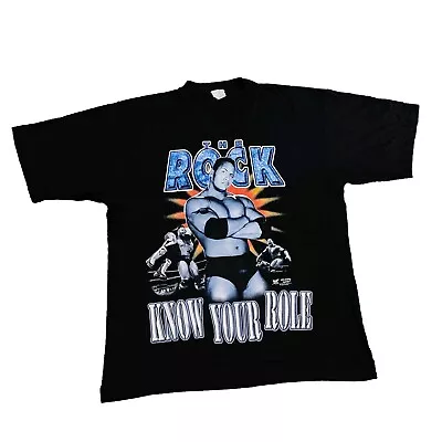 Buy The Rock T-shirt 1999 Know Your Roll Shut Your Mouth WWF Graphic XL Mens Vtg • 150£