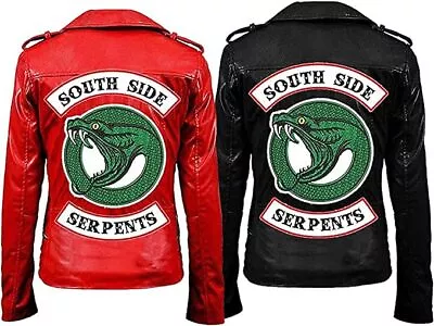 Buy Riverdale Southside Serpents Costume Embroidered Snake Slim Fit Leather Jacket • 102.20£