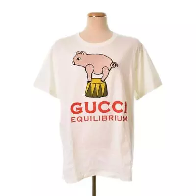 Buy GUCCI Authentic EQUILIBRIUM Pig Print T-shirt Short Sleeve Size 6 White 68.5cm • 168.66£