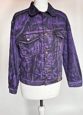Buy Vintage Purple Denim Beetles Screenprint Jacket Casual  Unisex Size XS • 14.99£