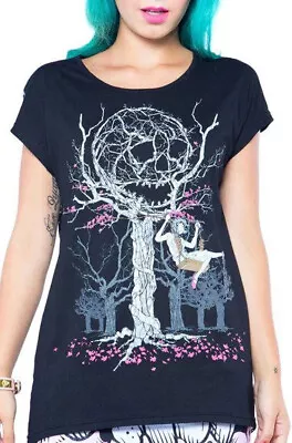 Buy Iron Fist Clothing Swing Life Away Lace Sheer Back Skull Tee - Goth NWT • 42.58£