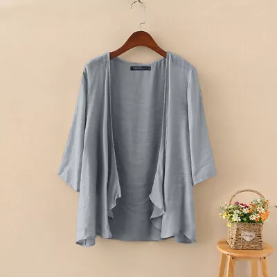 Buy Plus 8-24 Women Short Sleeve Kimono Tops Cardigan Casual Loose Top Coat Jacket • 14.88£