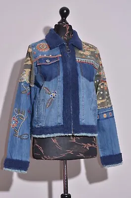 Buy BNWT Desigual Womens Military Denim Blue Camo Jacket Size 40 UK12 US6 • 65.99£