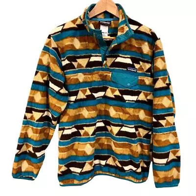 Buy Womens Patagonia Aztec Tribal Print Fleece Pullover Jacket Hiking Camping M • 29.99£