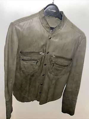Buy ALL SAINTS RAMONES Green Leather Shirt Jacket Mens Biker Size S • 69£