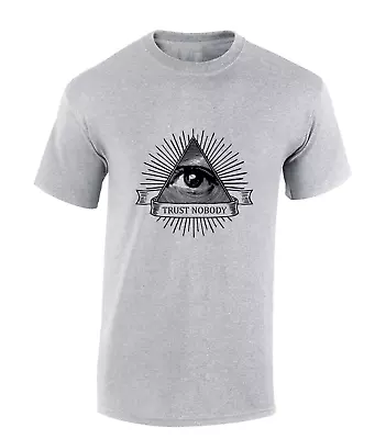 Buy Trust Nobody Mens T Shirt Illuminati Masonic Symbol Conspiracy Fashion Top • 8.99£