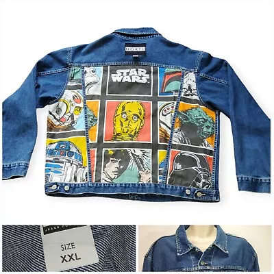 Buy Star Wars Denim Jacket Reworked Vintage Navy Blue Men’s UK Size 2XL • 39.95£
