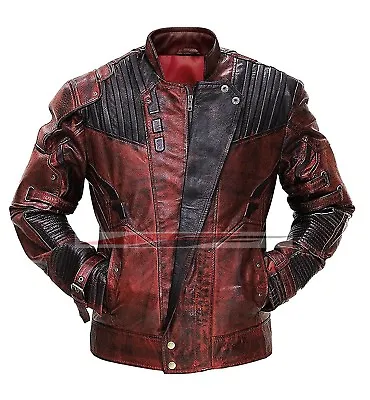 Buy Guardians Of The Galaxy Vol 2 Star Lord Chris Pratt Maroon Faux Leather Jacket • 74.99£