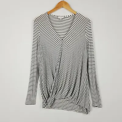 Buy Witchery Womens Size XS 8 Black White Striped Long Sleeved Shirt Twist Front Hem • 12.65£