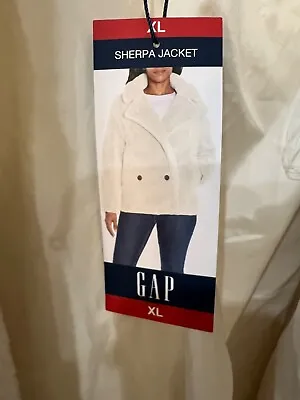Buy Gap Womens Sherpa Jacket Coat Birch Off White Sz XL New MSRP $128 • 33.14£
