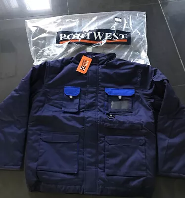 Buy Mens Portwest Work Jacket Studded Front Lightweight Multi Pocket Coat RRP £70 • 19.99£