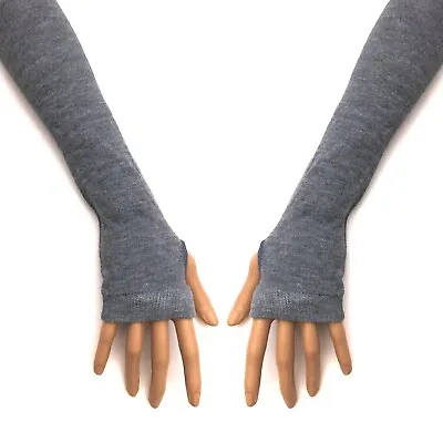 Buy 80s 90s Gothic Horror Punk Glam Rock Emo Light Gray Knit Arm Warmer Armwarmers • 8.21£