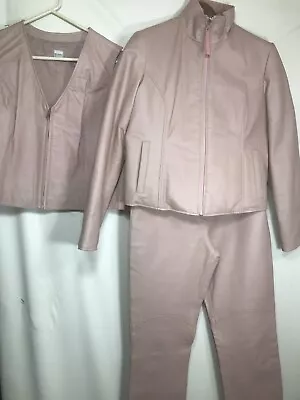 Buy 3 Piece Wilsons Leather Maxima Pink Motorcycle Jacket And Vest Large Size 8 Pant • 116.77£