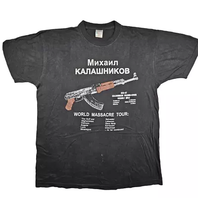 Buy AK 47 World Massacre Tour Graphic T Shirt Size L Black Short Sleeve • 24.99£