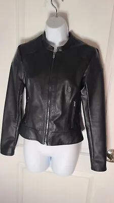 Buy Guess Faux Leather Moto Jacket Lined Size Small • 18.94£