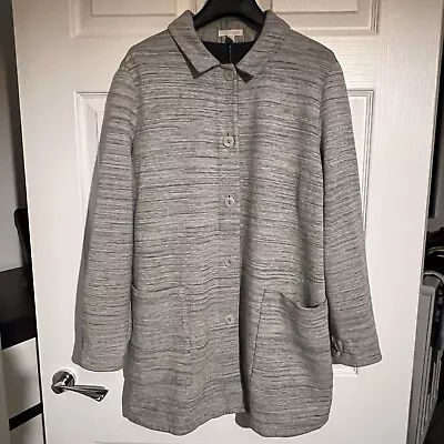 Buy Eileen Fisher Chevron Knit Long Sleeve Jacket Coat Grey Large Pockets Women’s M • 68£