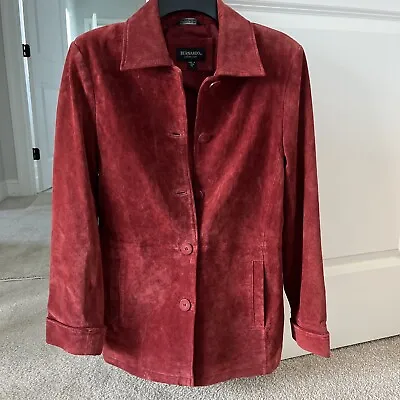 Buy Bernardo Women’s Leather Suede Jacket Dark Red Petite Small Button Up  Washable • 20.79£