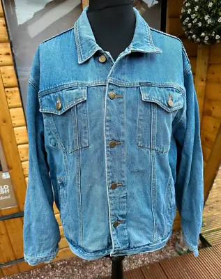 Buy Mens Denim Jacket Mens 4 Pocket Size Large Blue Biker Coat IceCube • 8.99£