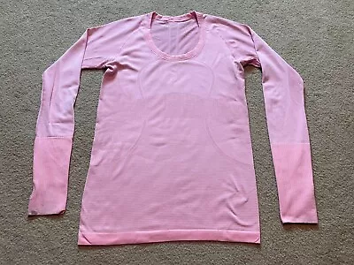 Buy Lululemon Swiftly Tech Long Sleeve Crew Heathered Pink Peach Running Shirt 8 • 43.38£
