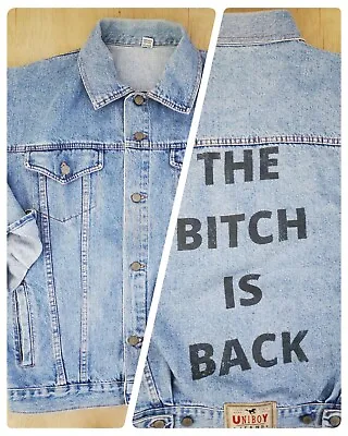 Buy Women's Denim Jacket Size Large Fanny Caption  The Bitch Is Back  • 13.90£