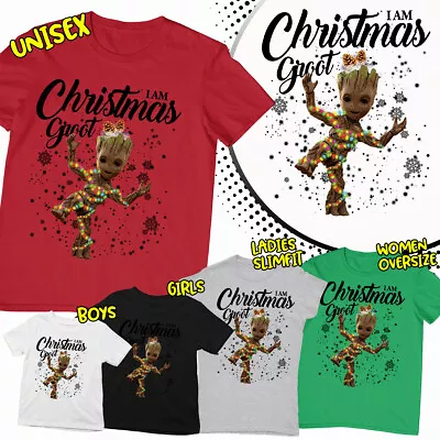 Buy Cute I Am Baby Groot Xmas Birthday Gift Family Matching Christmas T Shirt #MC419 • 9.99£
