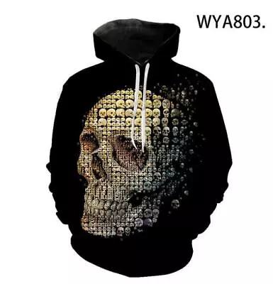 Buy Fashion Skull Hoodies Sweatshirts 3D Printed Men Hoody Pullover Streetwear Tops • 17.82£