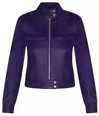 Buy Genuine Women Leather Plain Purple Biker Jacket Brando Motorcycle Buckle Jacket • 142.08£