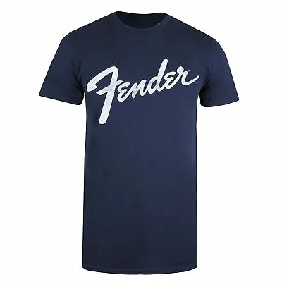 Buy Fender Mens T-shirt Script Logo Navy S-XXL Official • 13.99£