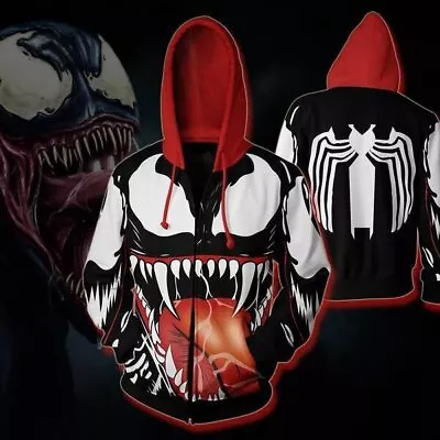 Buy ANIME Venom Hoodie Sweatshirt Hooded Zipper Jacket Coat Cosplay Costume • 30.35£