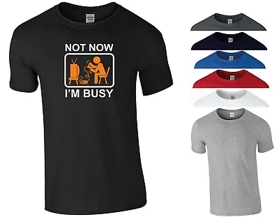 Buy Funny Video Games T Shirt Not Now I'm Busy Xbox PS4 PC Gamer Birthday Gift Top • 6.99£