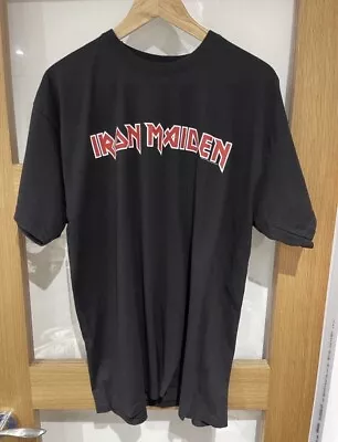 Buy Iron Maiden 2014 Spell Out Logo Black Red Crew Neck T Shirt Tee XL Fruit Of Loom • 24.99£