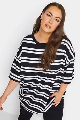 Buy Yours Curve Women's Plus Size Double Stripe Oversized Boxy T-Shirt • 19.99£