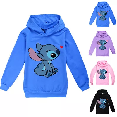 Buy Lilo And Stitch Kids Boys Cartoon Casual Hoodie Hooded T-shirt Sweatshirt • 11.47£