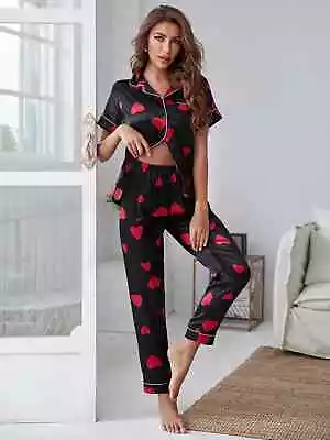 Buy Womens Satin Pyjamas Silk Long Sleeve Soft Sleepwear Nightwear Lingerie Set • 17.99£
