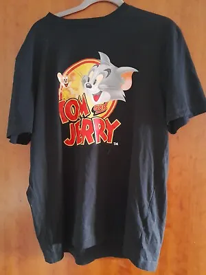 Buy Tom And Jerry T Shirt Mens Retro Cartoon Black UK Size XXL • 10£