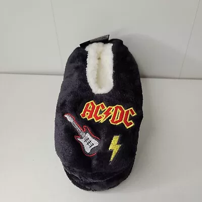 Buy AC DC Black Sherpa Lined Slipper Socks Shoe Sz 5-7 Slippers NEW Warm S/M Band • 9.46£