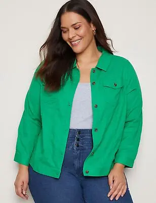 Buy AUTOGRAPH - Plus Size - Womens Jacket -  Woven Linen Blend Denim Style Jacket • 28.28£
