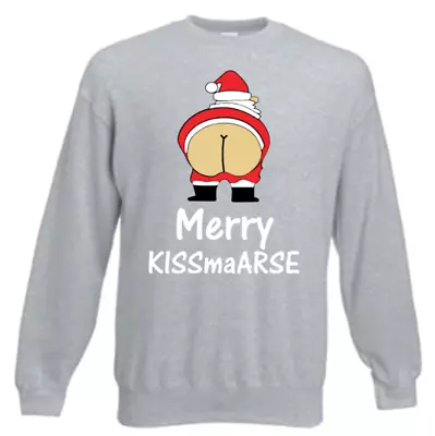 Buy Merry Kissmaarse Funny Rude Xmas Jumper Grey New Men Ladies Seasonal Jumper  • 16.49£