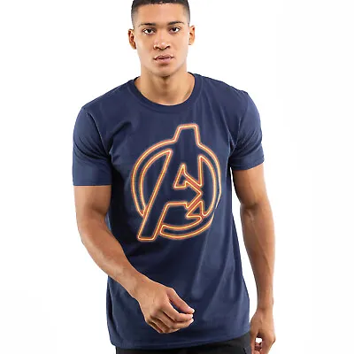 Buy Official Marvel Mens  Avengers Logo Neon T-shirt Navy S - XXL • 10.49£
