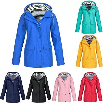 Buy Ladies Outdoor Wind Rain Forest Jacket Coat Plus Size Womens Waterproof Raincoat • 23.63£
