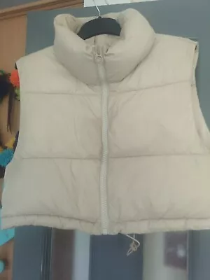 Buy Ladies Pale Beige Sleeveless Puffa Jacket EX COND Small • 4.99£