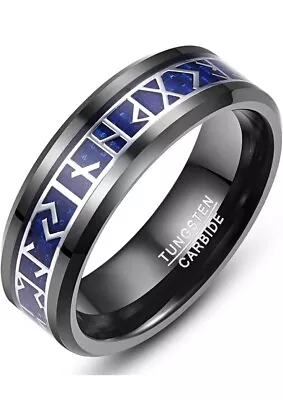 Buy Norse Viking Rune Rings For Men 8mm Silver Mens Tungsten Size 8 • 17.52£