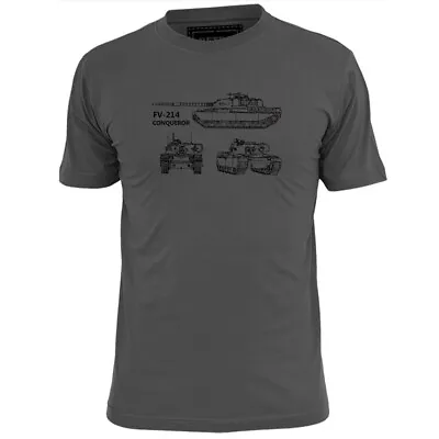 Buy Mens  Conqueror FV214 British WW2 Tank Blueprint T Shirt  • 10.99£