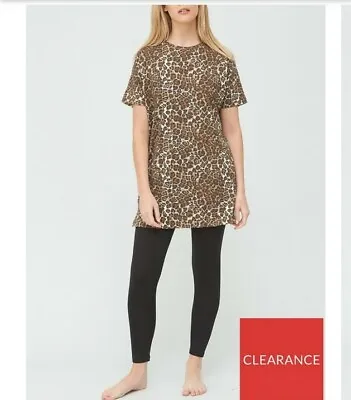 Buy Animal Longline T-Shirt And Legging Pyjamas Size 8-10  New PJ Set VERY • 7.29£